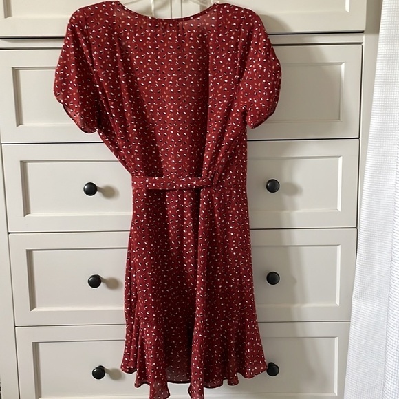 Audrey 3+1 Women’s Burnt Orange Short Sleeved Patterned Wrap Dress - Size Large - Picture 2 of 4